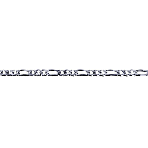 Sterling Silver Bevelled Diamond Cut Figaro Chain 60cm