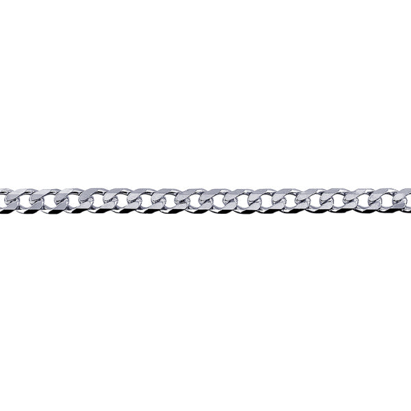 Sterling Silver Bevelled Diamond Cut Curb Chain 55cm