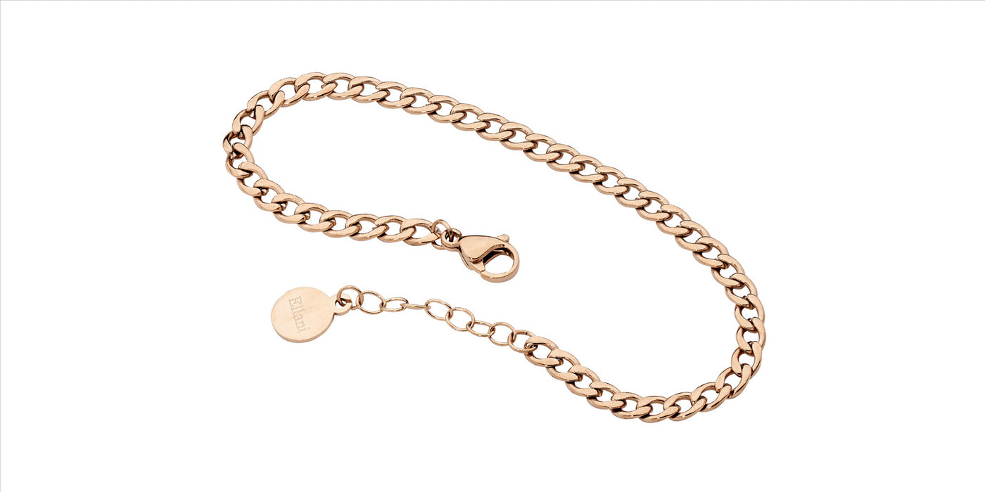 Ellani Stainless Steel Rose Gold Plated Chain Bracelet
