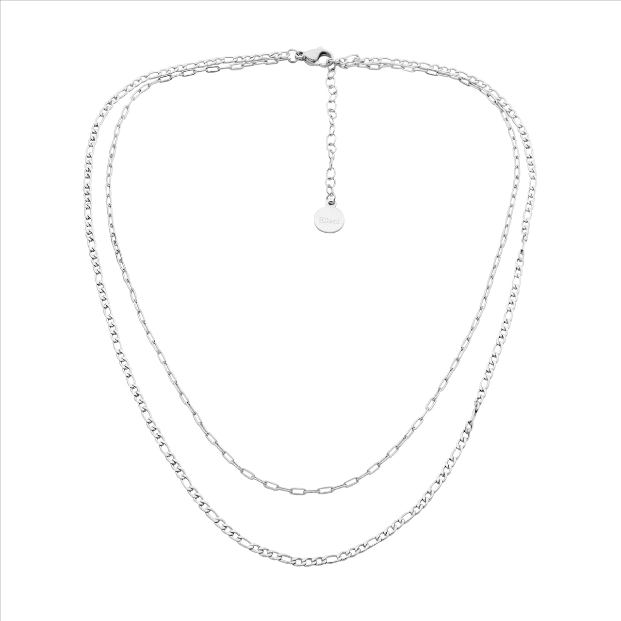 Ellani Stainless Steel Double Chain Necklace