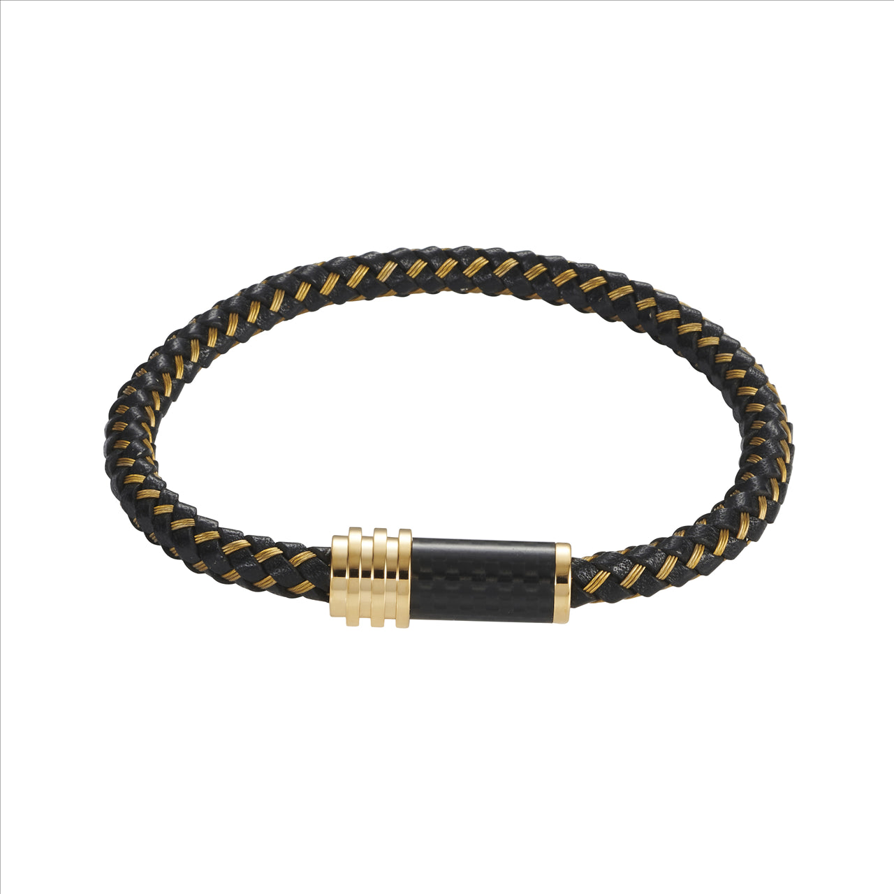 Cudworth Stainless Steel Black & Gold Plated With Carbon Fibre Bracelet