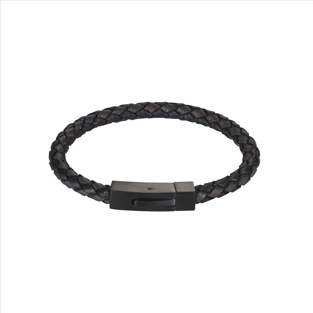 Cudworth Stainless Steel Black Plated Leather Bracelet
