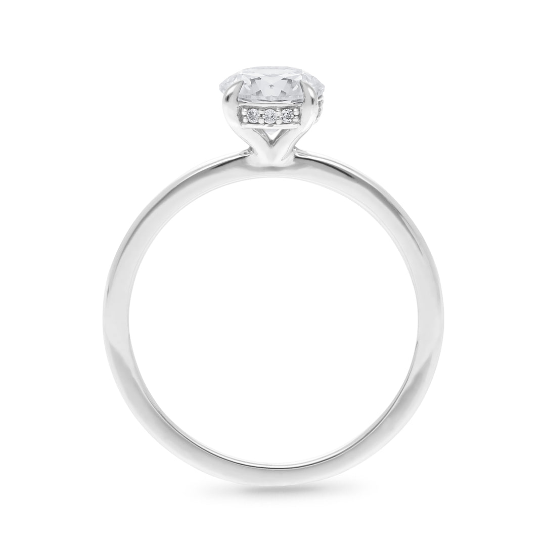 Claw Set Brilliant Cut Solitaire Engagement Ring With Hidden Halo