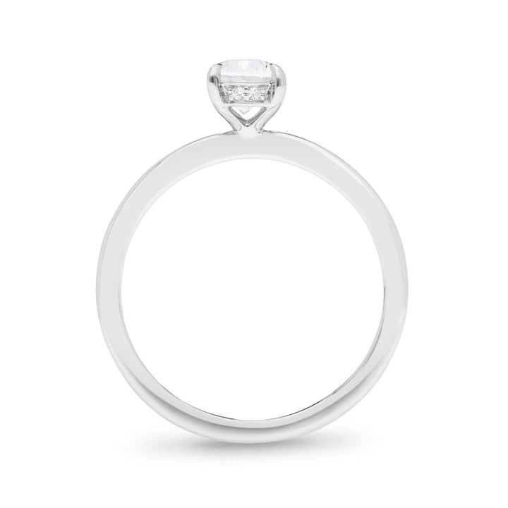 Claw Set Oval Cut Solitaire Engagement Ring With Hidden Halo