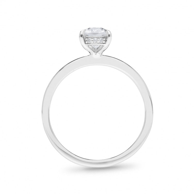 Claw Set Pear Cut Hidden Halo Engagement Ring