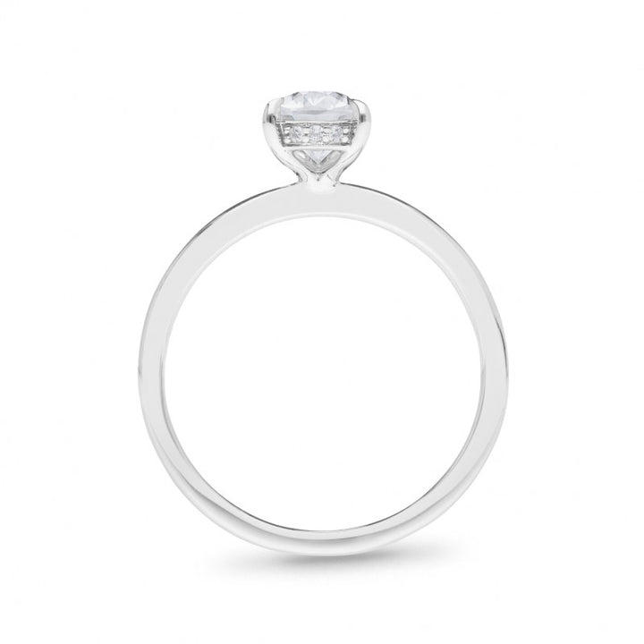 Claw Set Pear Cut Hidden Halo Engagement Ring