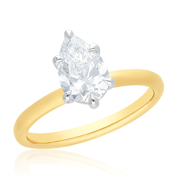 Claw Set Pear Cut Soltiare Engagement Ring