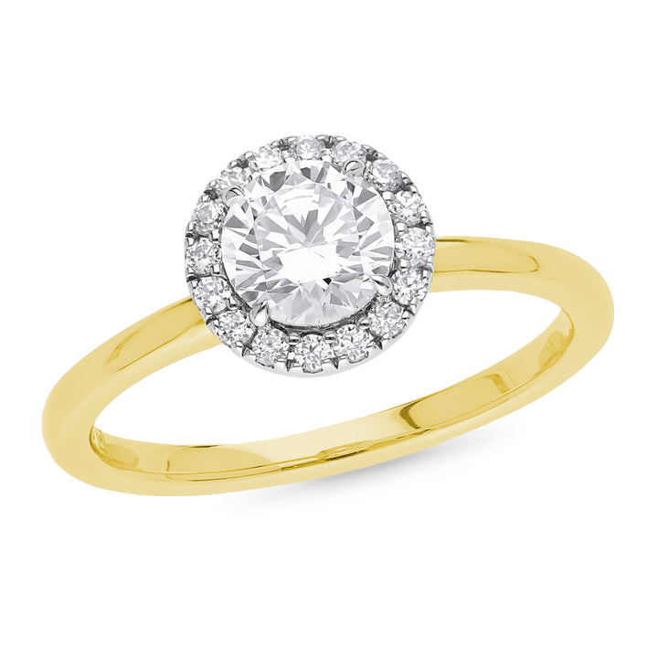 Claw Set Brilliant Cut Halo Engangement Ring