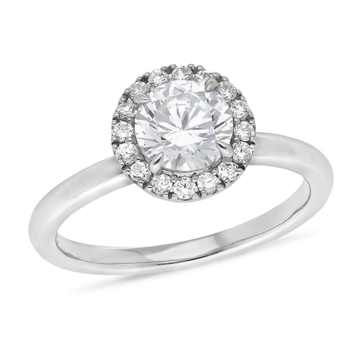 Claw Set Brilliant Cut Halo Engangement Ring