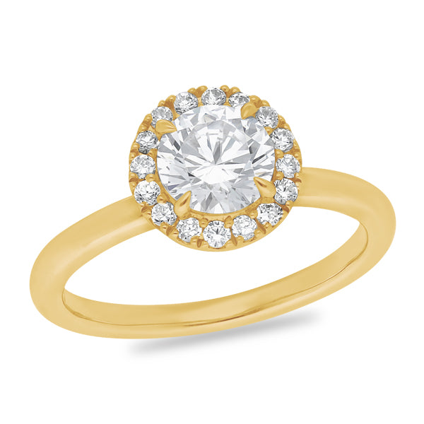 Claw Set Brilliant Cut Halo Engangement Ring