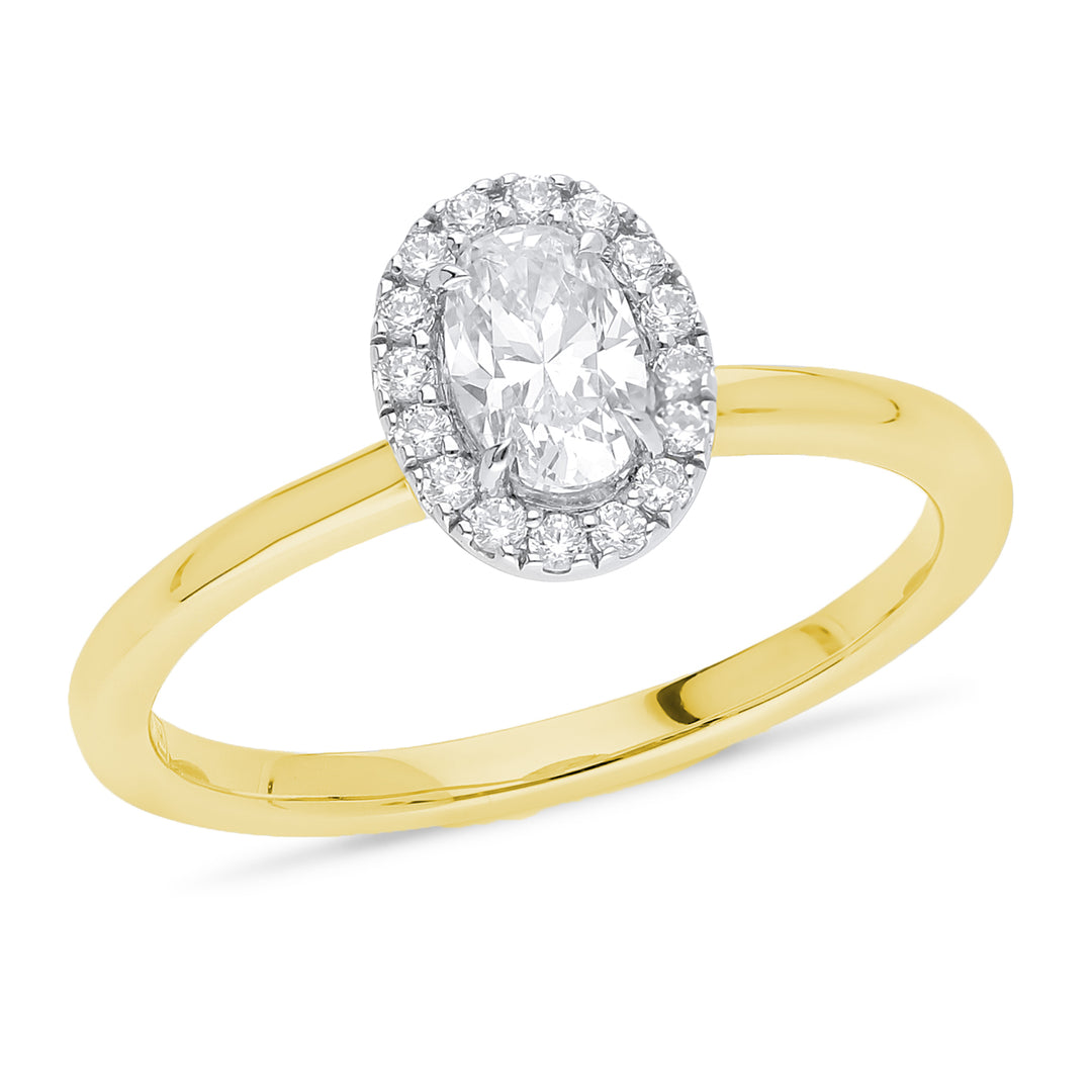 Claw Set Oval Cut Halo Engagement Ring
