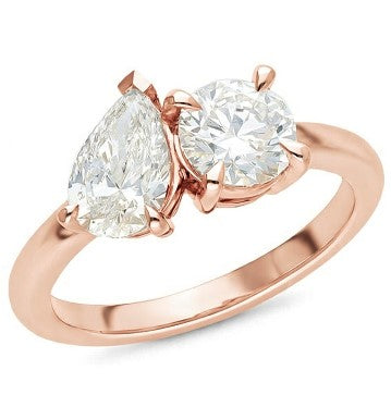 Claw Set Brilliant & Pear Cut Engagement Ring