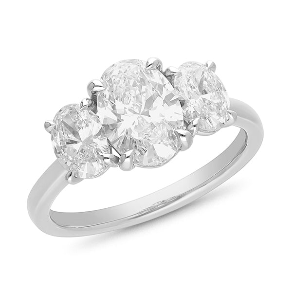 Claw Set Oval Cut Trilogy Ring