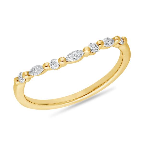 Claw Set Brilliant & Marquise Cut Wedding Ring