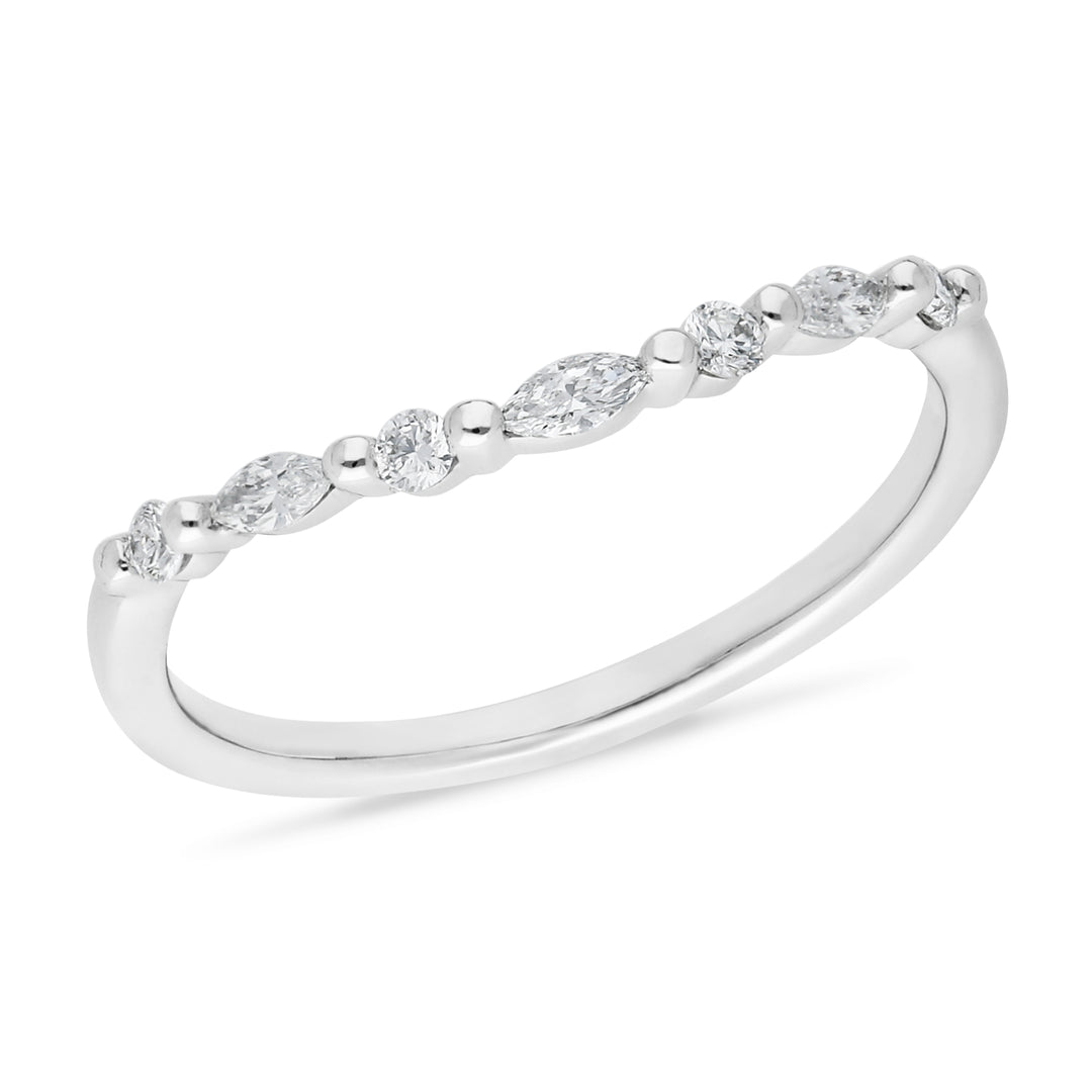 Claw Set Brilliant & Marquise Cut Wedding Ring