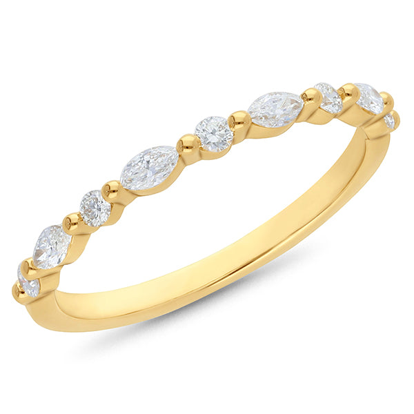 Claw Set Brilliant & Marquise Cut Wedding Ring