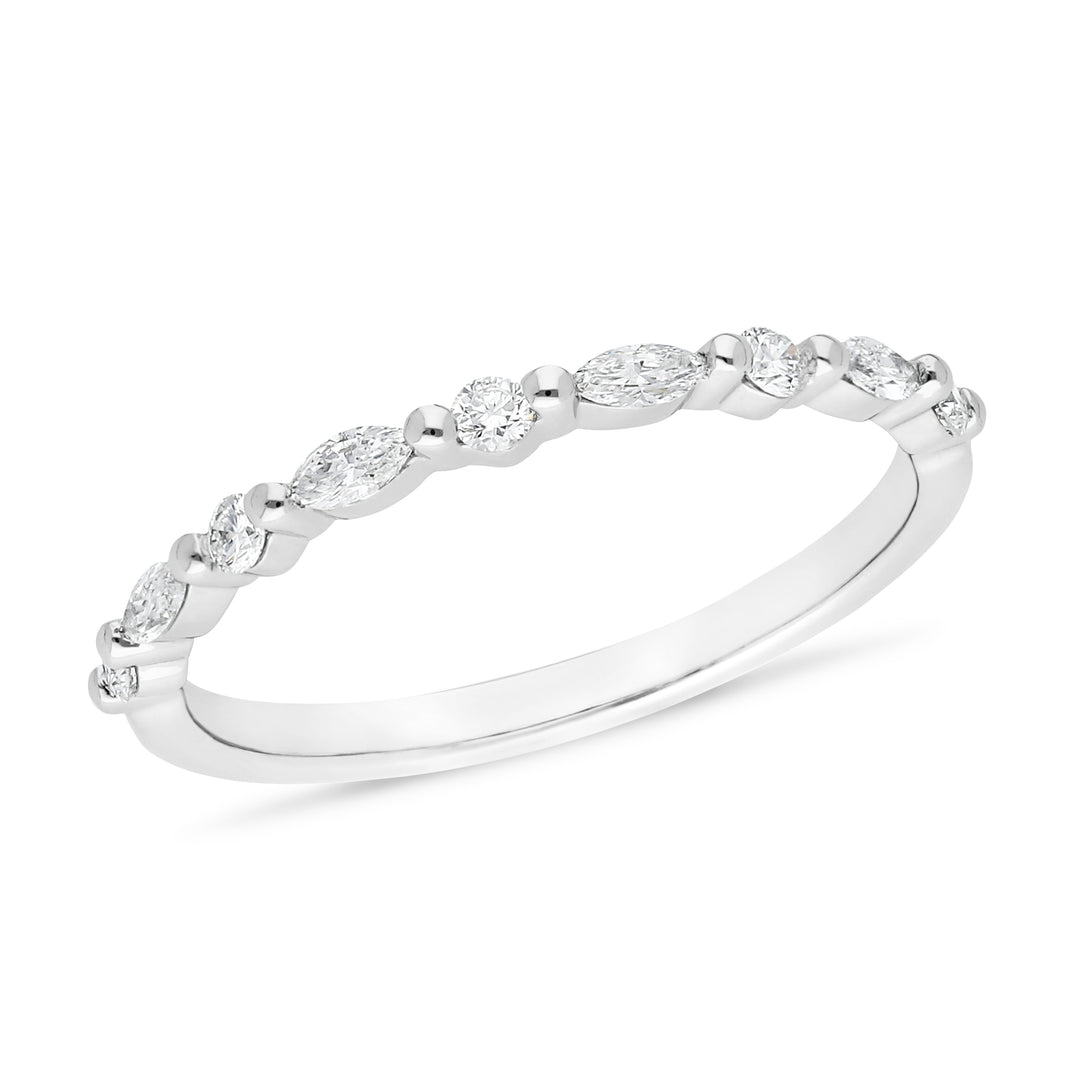 Claw Set Brilliant & Marquise Cut Wedding Ring