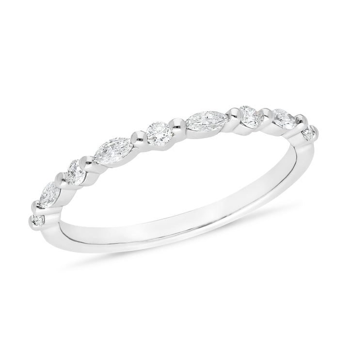 Claw Set Brilliant & Marquise Cut Wedding Ring
