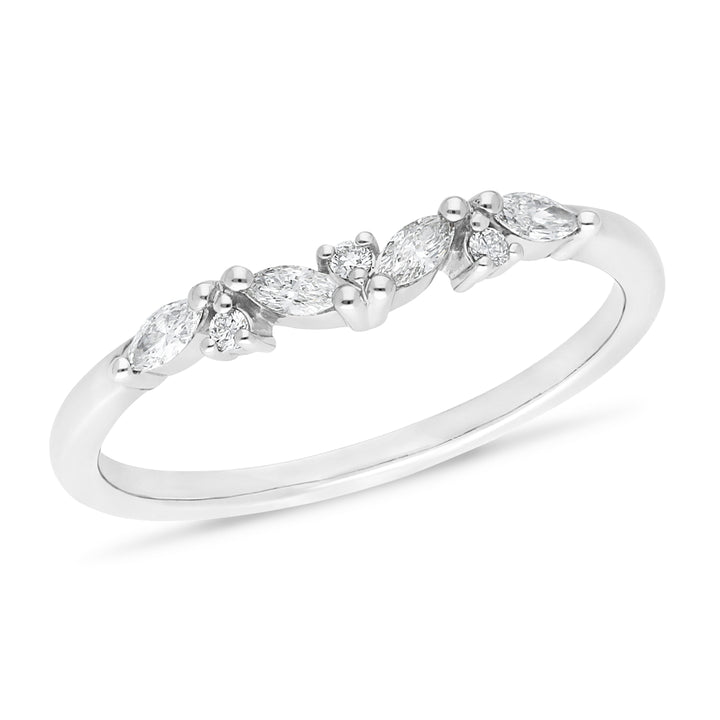 Claw Set Brilliant & Marquise Cut Wedding Ring