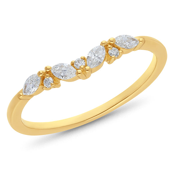 Claw Set Brilliant & Marquise Cut Wedding Ring