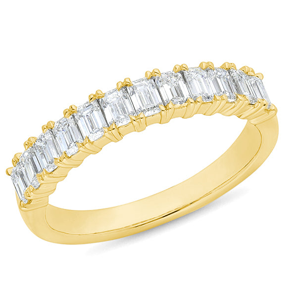 Claw Set Emerald Cut Wedding Ring
