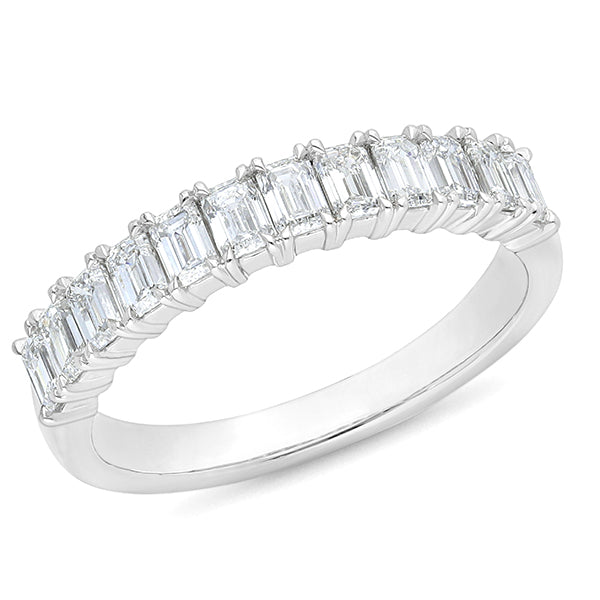Claw Set Emerald Cut Wedding Ring