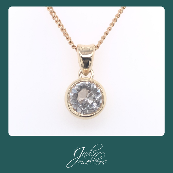 Custom Made 9ct Yellow Gold Light Blue Topaz Pendant