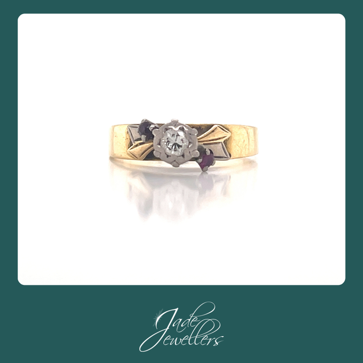 Restored 9ct Yellow Gold Ruby & Diamond Ring