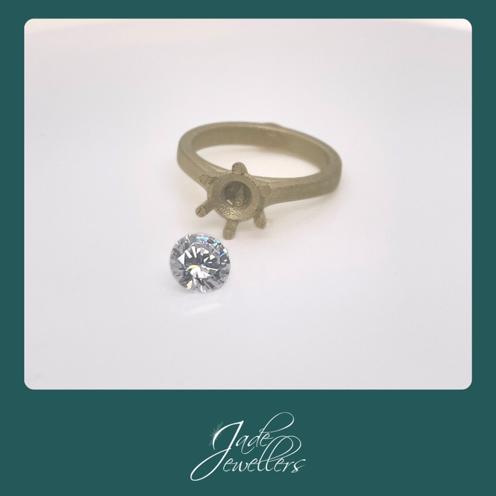 Custom Made 9ct Yellow Gold White Cubic Zirconia Ring