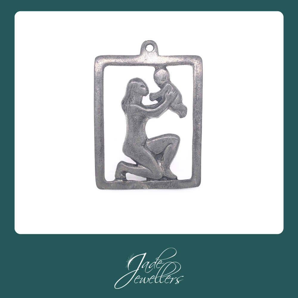 Custom Made Sterling Silver Mother & Baby Pendant