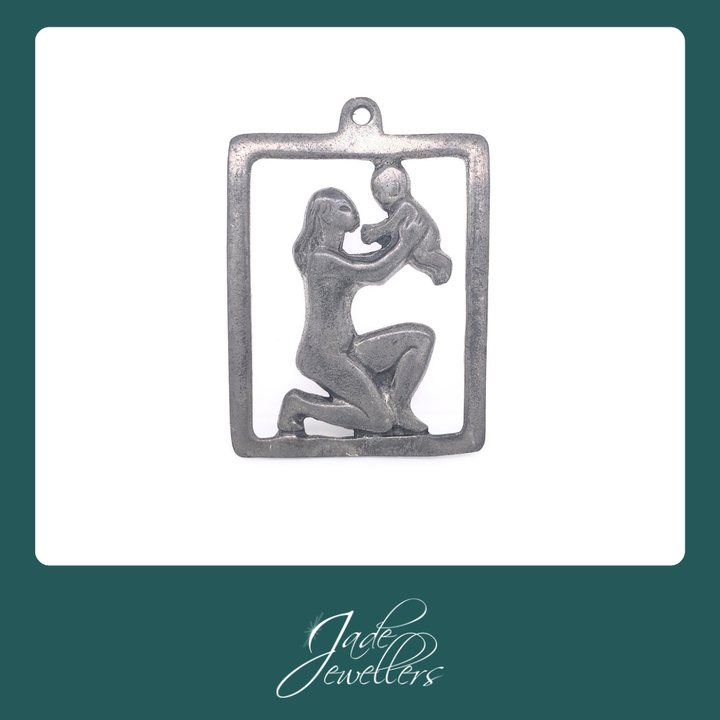 Custom Made Sterling Silver Mother & Baby Pendant