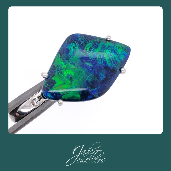 Custom Made 9ct White Gold Opal & Diamond Enhancer