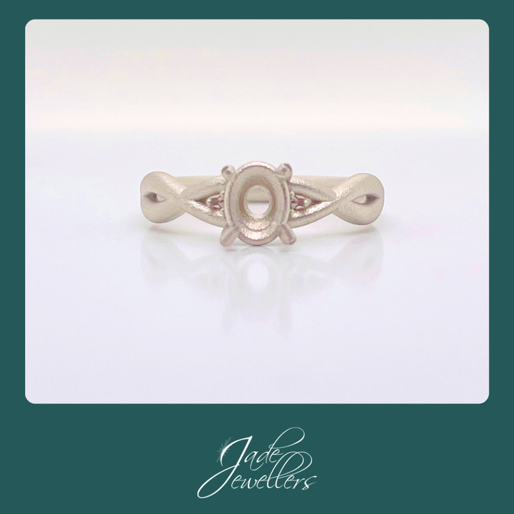 Custom Made 9ct White Gold Blue Topaz & Diamond Ring