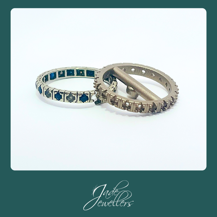 Custom Made 9ct White Gold Sapphire & Diamond Ring