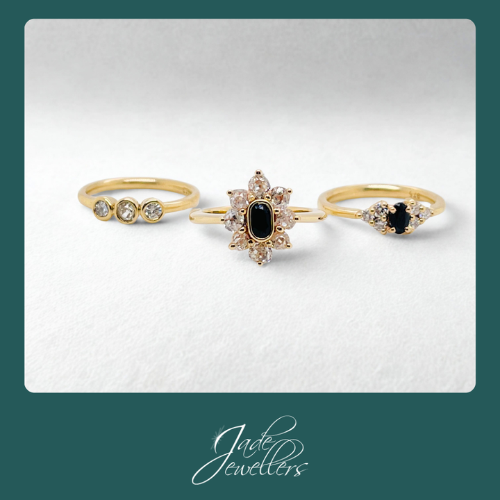 Custom Made 9ct Yellow Gold Sapphire & Diamond Rings