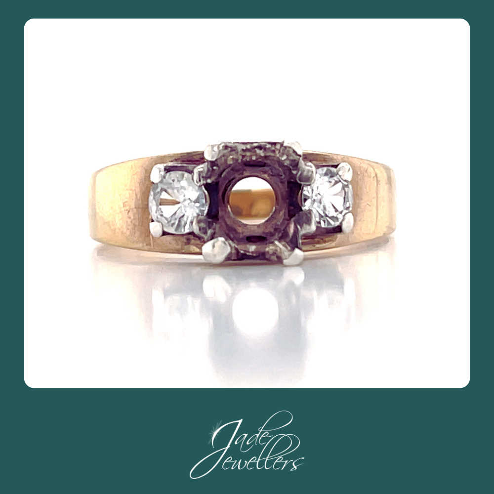 Restored 9ct Yellow & White Gold Cubic Zirconia Ring