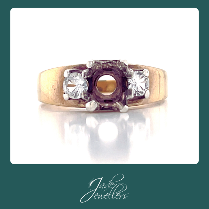 Restored 9ct Yellow & White Gold Cubic Zirconia Ring