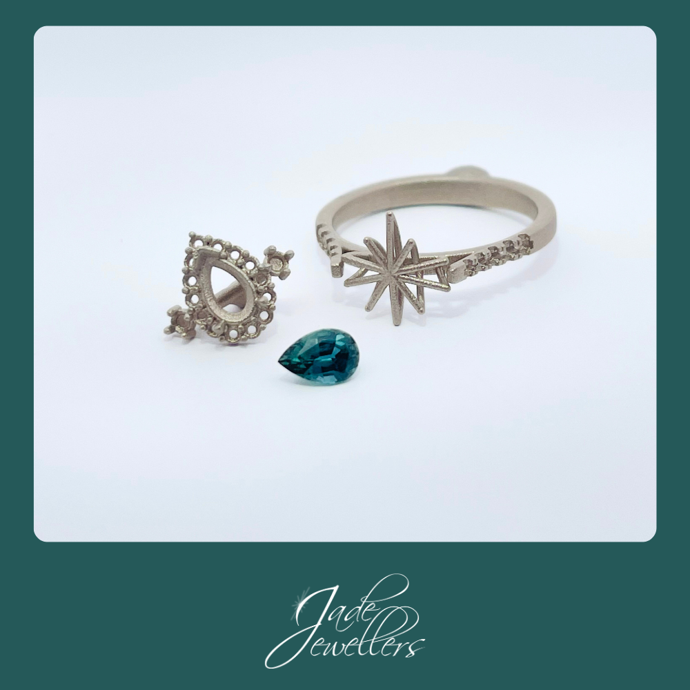 Custom Made 18ct White Gold Sapphire & Diamond Engagement Ring