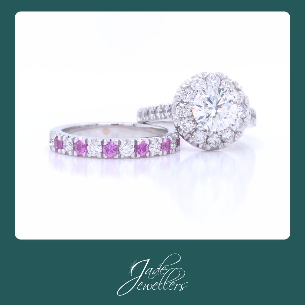 Custom Made 18ct White Gold Sapphire & Diamond Wedding Ring