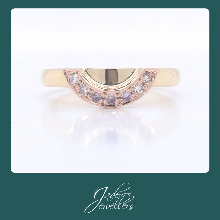 Custom Made 18ct Yellow & Rose Gold Pink Diamond Wedding Ring