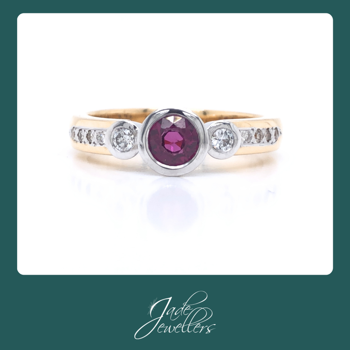 Restored 18ct Yellow Gold Ruby & Diamond Engagement Ring