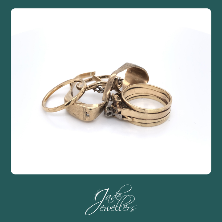 Custom Made 9ct Yellow Gold Sapphire & Diamond Matching Rings