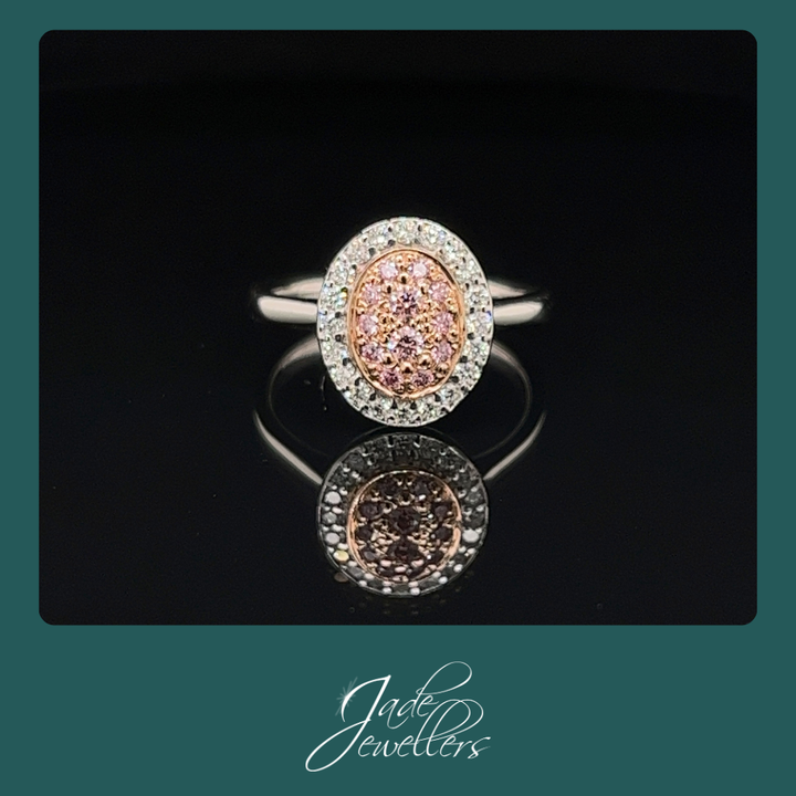 Custom Made Platinum & 18ct White & Rose Gold Pink Argyle & Diamond Ring