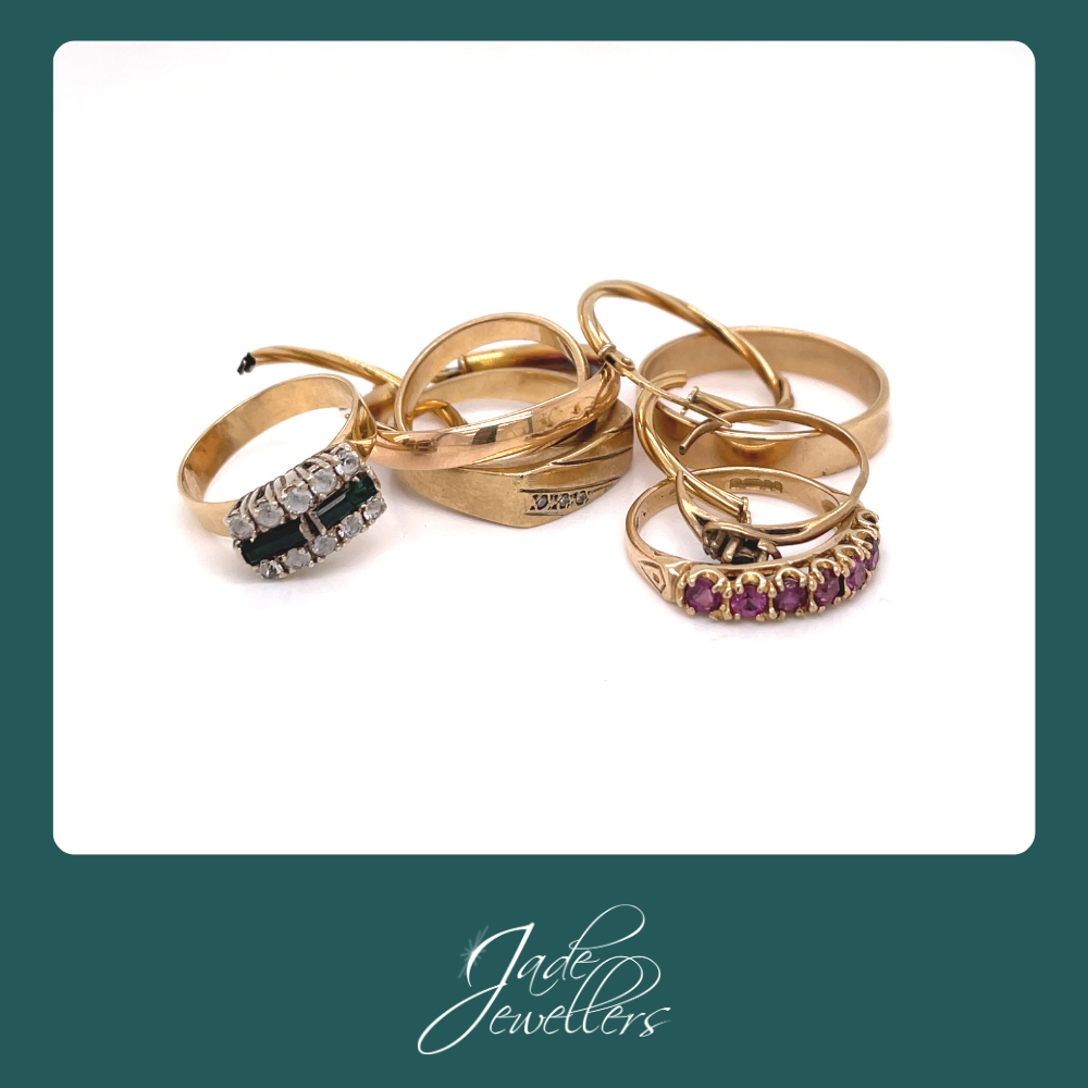 Custom Made 9ct Yellow Gold Red & White Stone Flower Ring