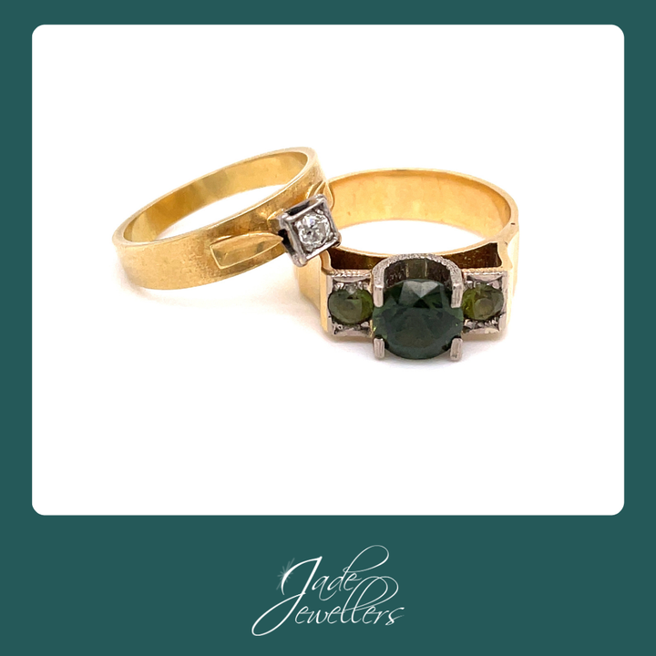 Custom Made 9ct Yellow Gold Sapphire & Diamond Pendant