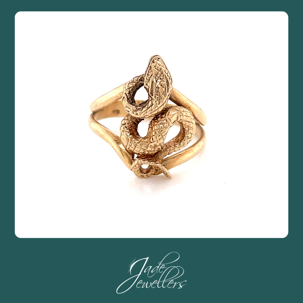 Restored 9ct Yellow Gold Snake Ring