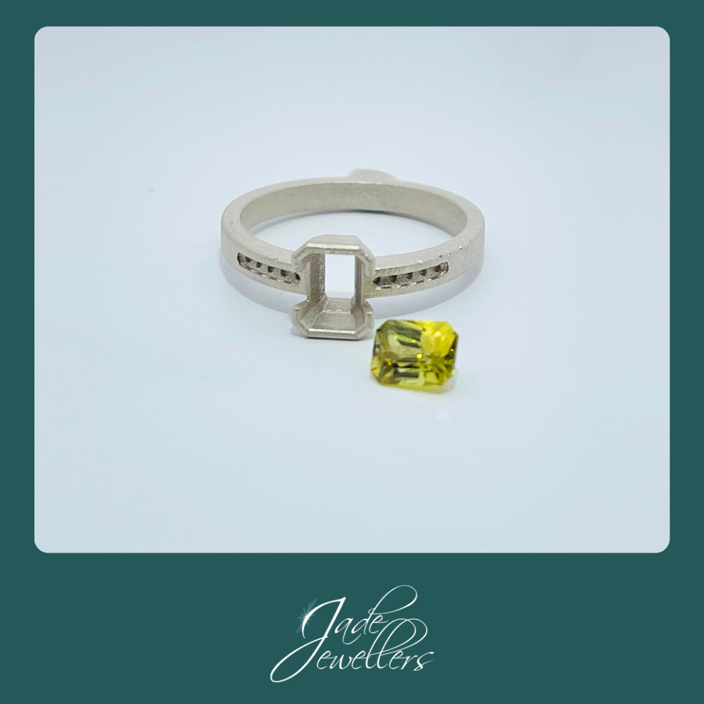 Custom Made 9ct White Gold Sapphire & Diamond Ring