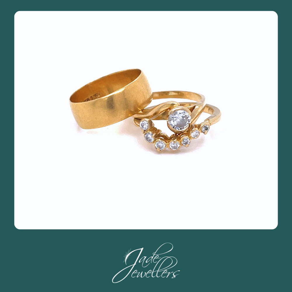 Custom Remake 18ct Yellow Gold Diamond Wedding Set