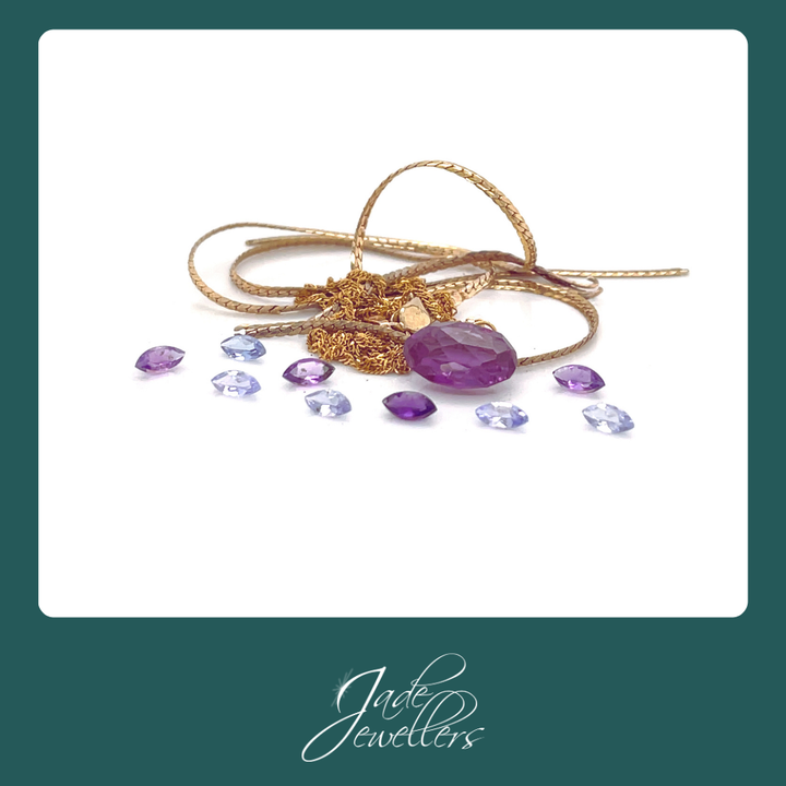 Custom Made 9ct Yellow Gold Amethyst Pendant