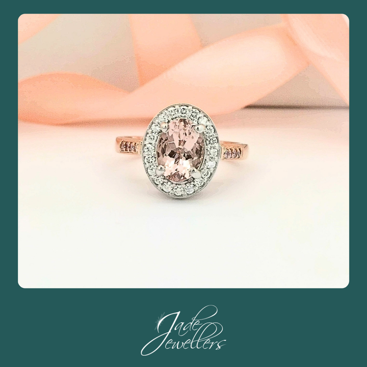 Custom Made 18ct White & Rose Gold Sapphire, Pink & White Diamond Ring
